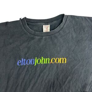 Vintage 90's EltonJohn.com Elton John T-Shirt Tee XL Black Tour Band Merch